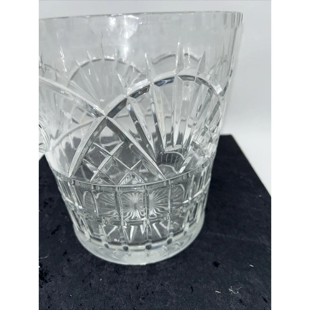 HUGE Vintage 70s Crystal Glass Ice Champagne  Bucket Curled Handles, Flawless